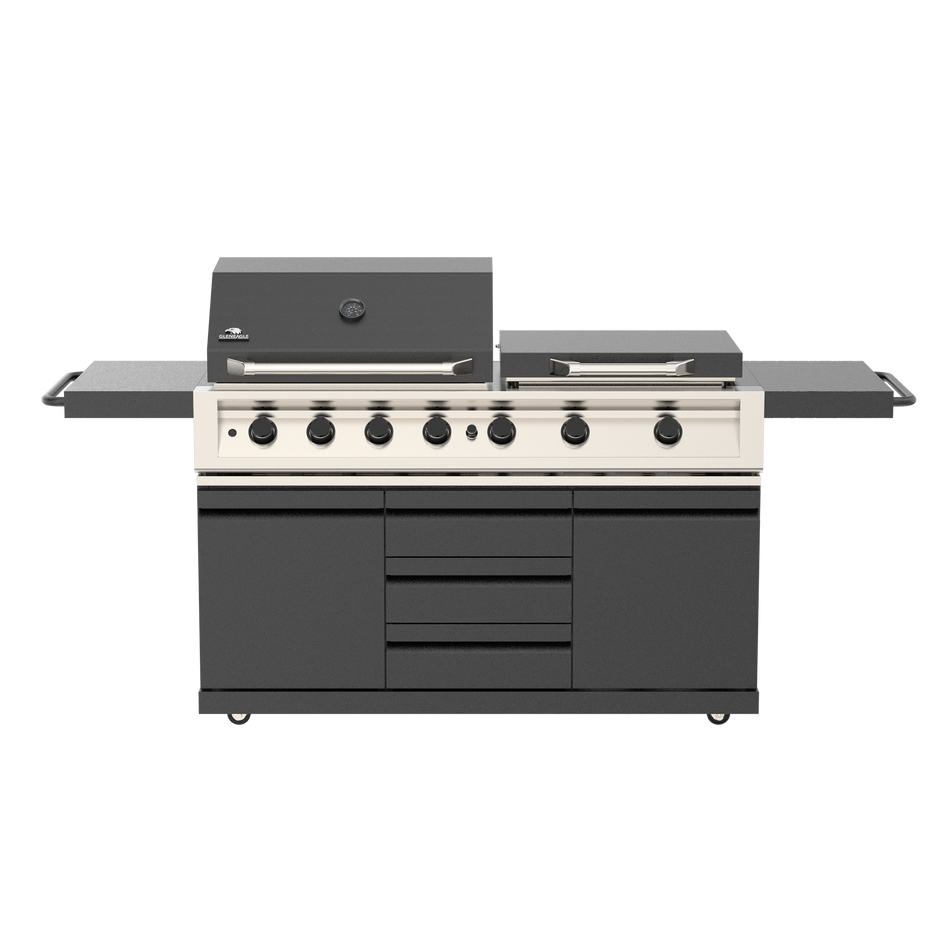 Gleneagle 7 Burner Outdoor Kitchen Suite with Grill, Griddle and Side Tables
