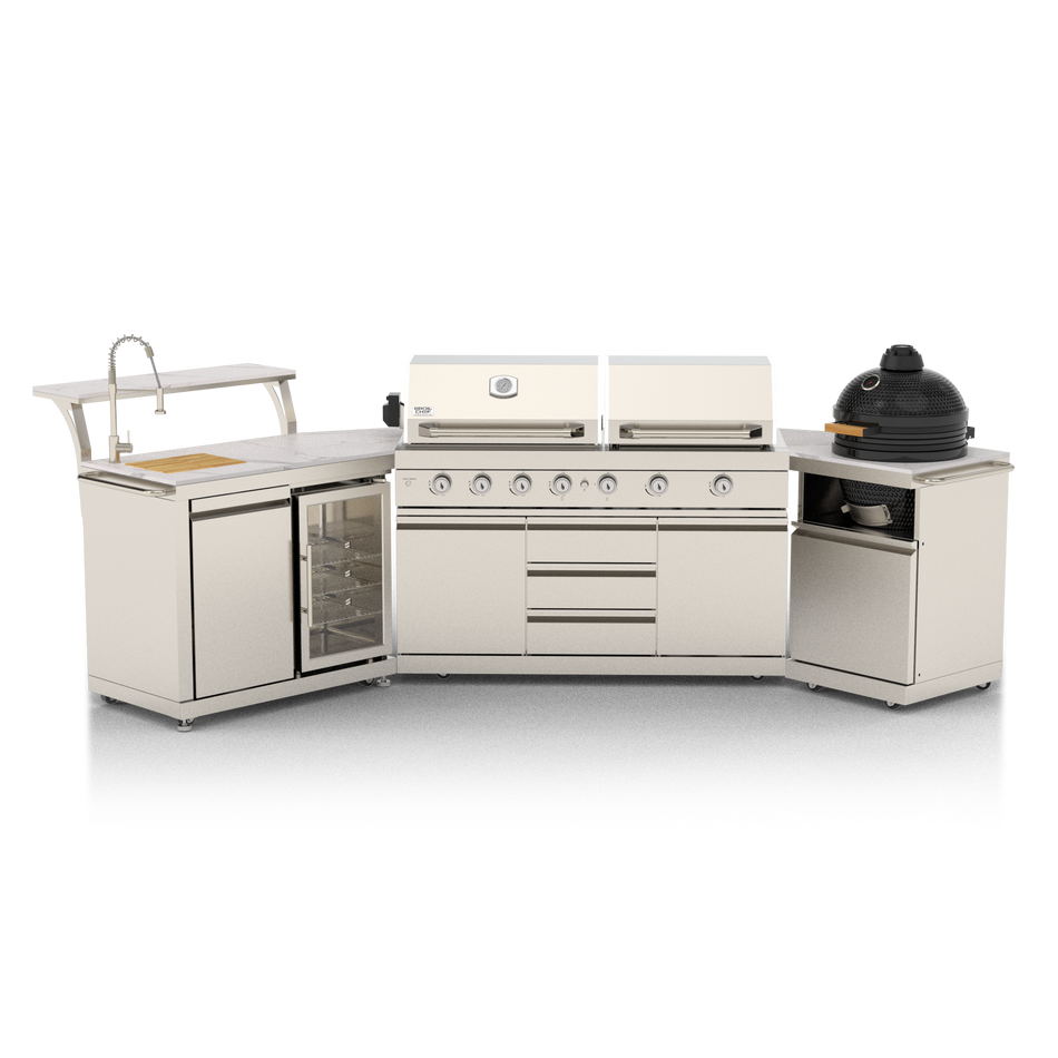 BroilChef® Yosemite Outdoor Kitchen | 7-Gas Modular Kitchen Set   #304  Stainless Steel Outdoor Kitchen, The Gas Grill+ Griddle + Ceramic Kamado Grill Modular Suite