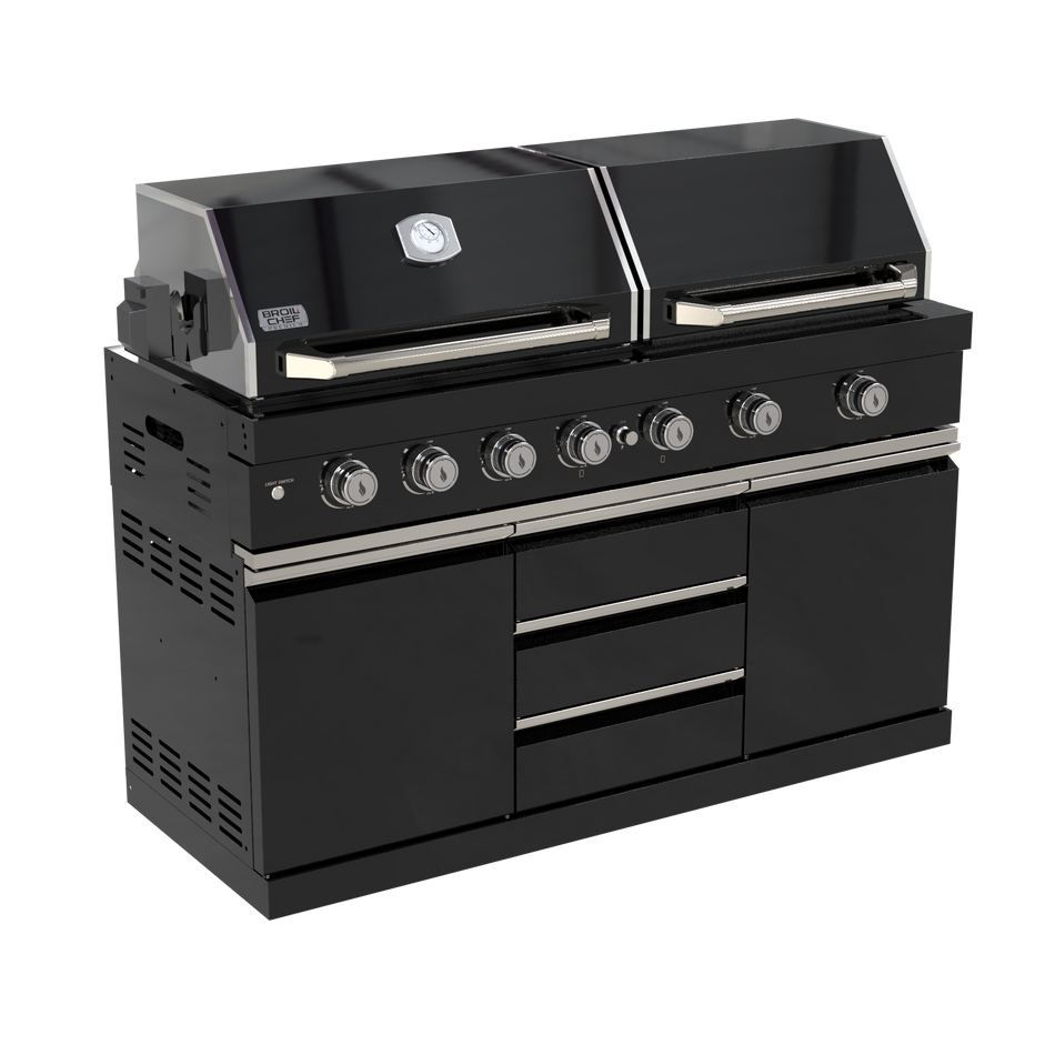 BroilChef Grill & Griddle Module | Yosemite Outdoor Kitchen - Black Stainless Steel | BC-GS421PHB