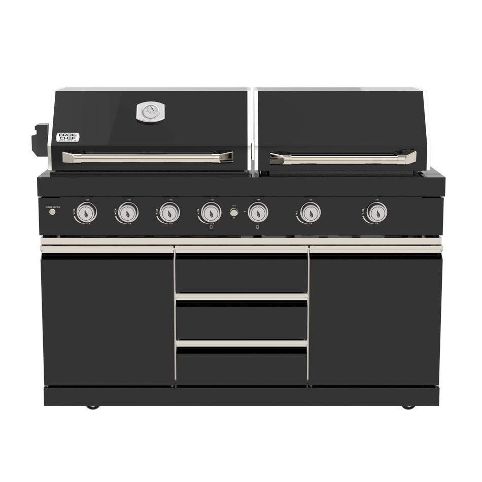 BroilChef Grill & Griddle Module | Yosemite Outdoor Kitchen - Black Stainless Steel | BC-GS421PHB