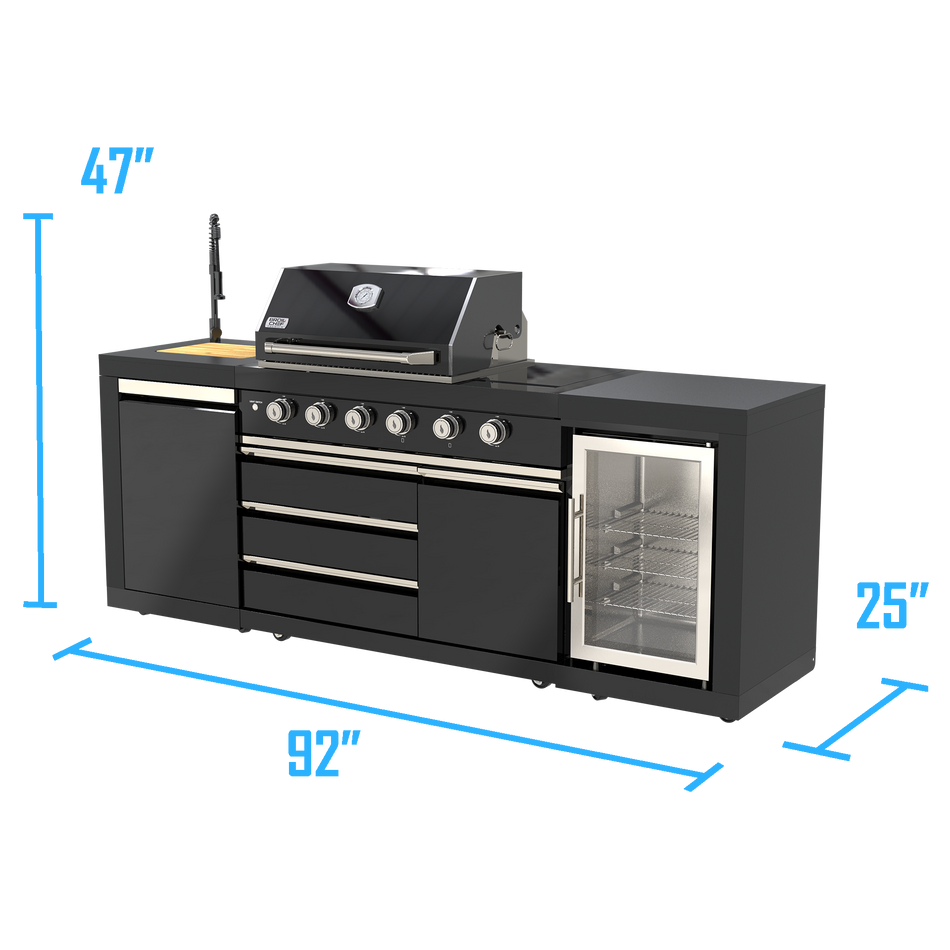 Banff Onyx 6 Burner Stainless Steel Outdoor Kitchen Island Suite