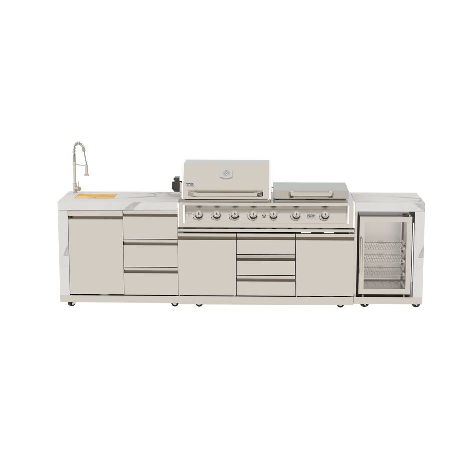 3-Piece Modular Outdoor Kitchen, Stainless Steel, 7 Burner - Grill / Griddle