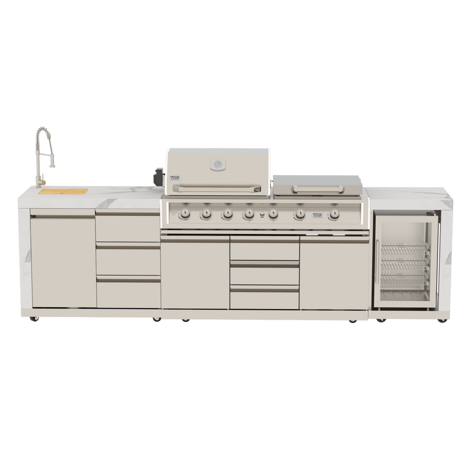 3-Piece Modular Outdoor Kitchen, Stainless Steel, 7 Burner - Grill / Griddle