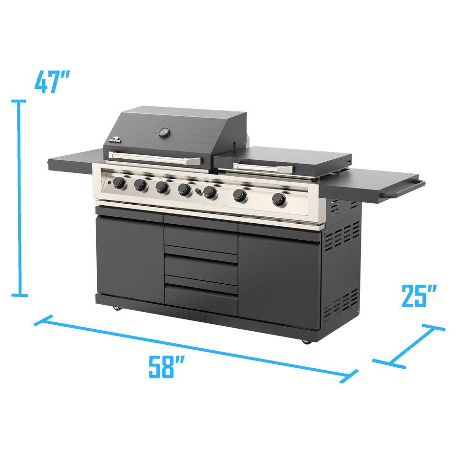 Gleneagle 7 Burner Outdoor Kitchen Suite with Grill, Griddle and Side Tables