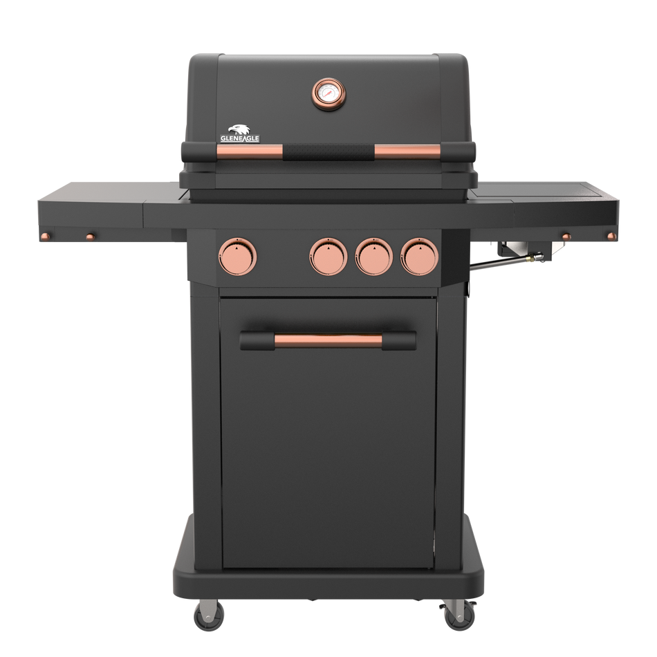 4-Burner Cast Aluminum Gas Grill with Side Searing Burner