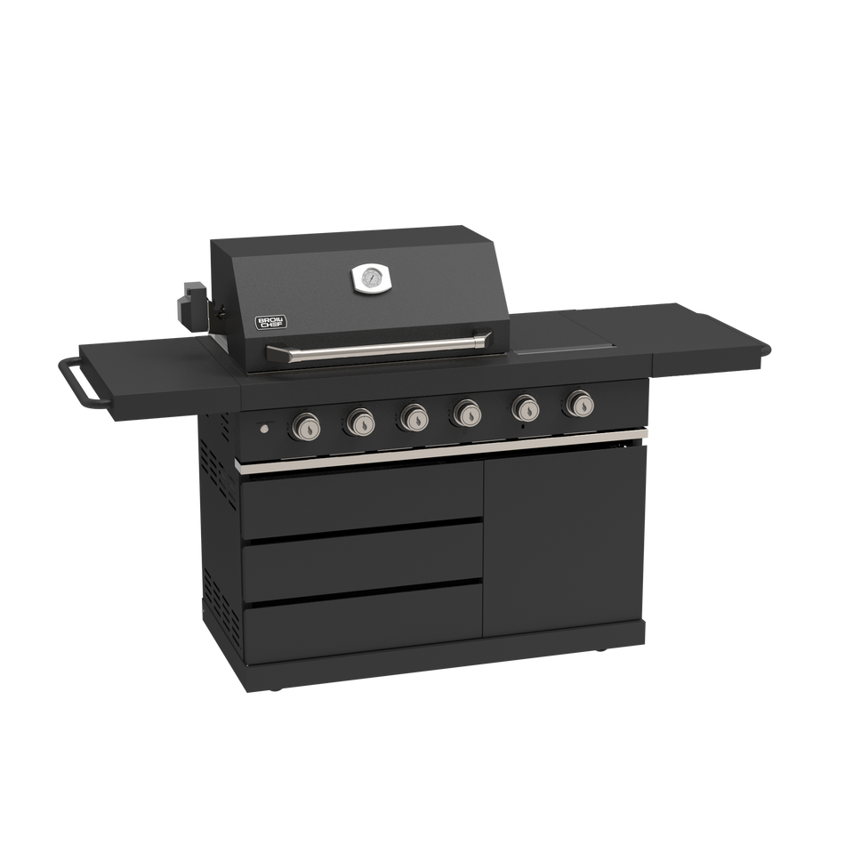 BroilChef Yosemite Gas Grill  - Black Stainless Steel Outdoor Kitchen | BC-GS411B
