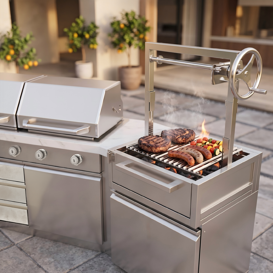 BroilChef Yosemite 7 Burner Argentina BBQ Modular Suite- Stainless Steel U-Shaped Outdoor Kitchen | BC-GS421PHS-GP04S