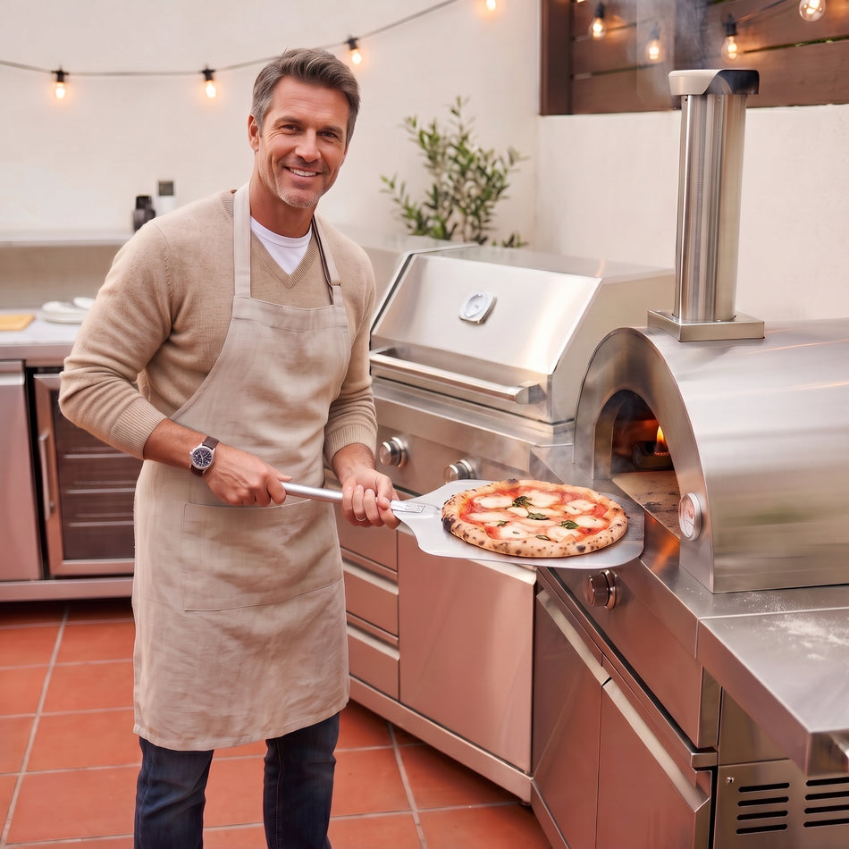BroilChef Yosemite U-Shaped 12 ft Stainless Steel Outdoor Kitchen with Pizza Oven Modular Suite | BC-GS421PHS-P18S